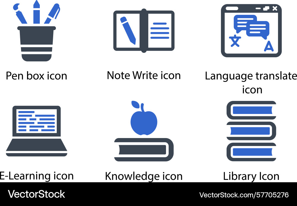 Pen box note write language translate e-learning Vector Image