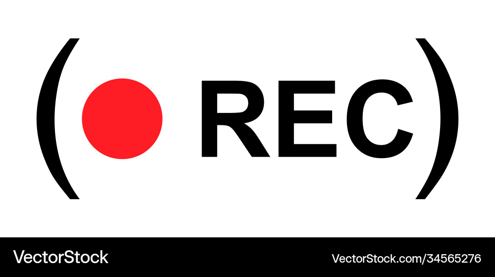 Recording sign button red app panel rec symbol Recording sign button red app panel rec symbol vector image