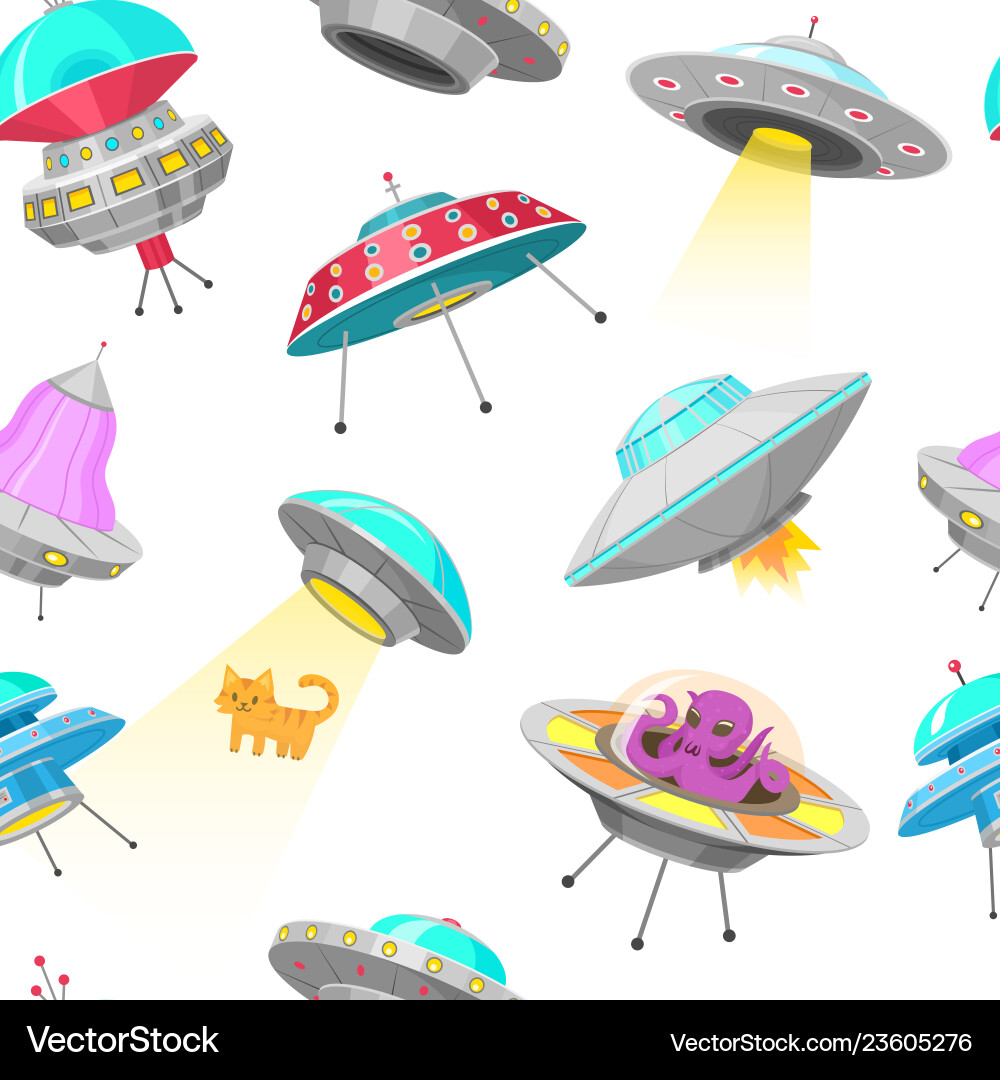 Ufo seamless pattern alien spaceships Ufo seamless pattern alien spaceships vector image