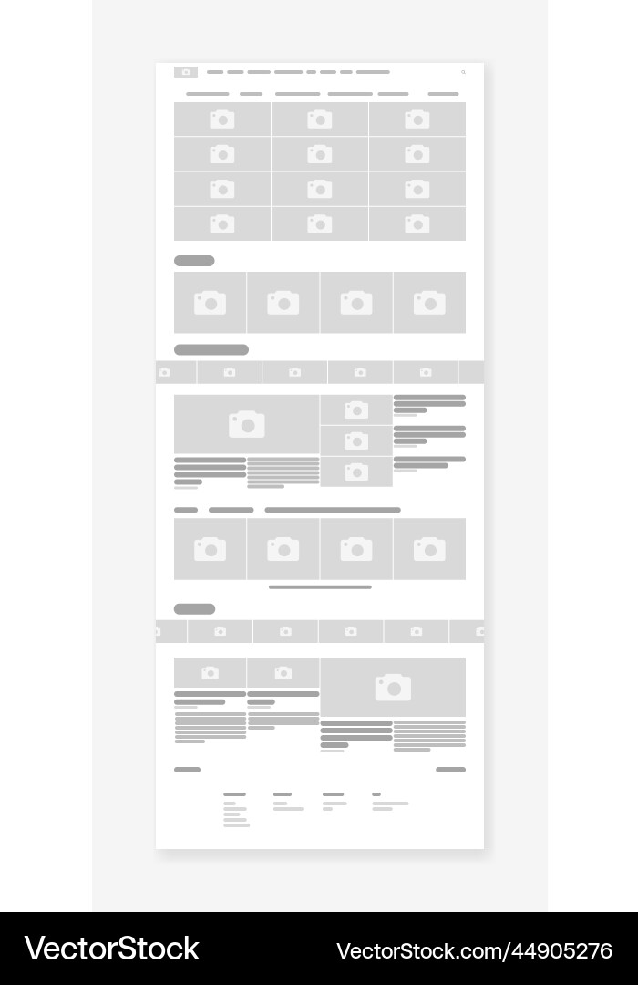 Web portal wireframe webpage prototype Web portal wireframe webpage prototype Vector Image
