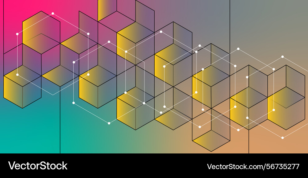 Abstract geometric pattern hexagons and lines Vector Image