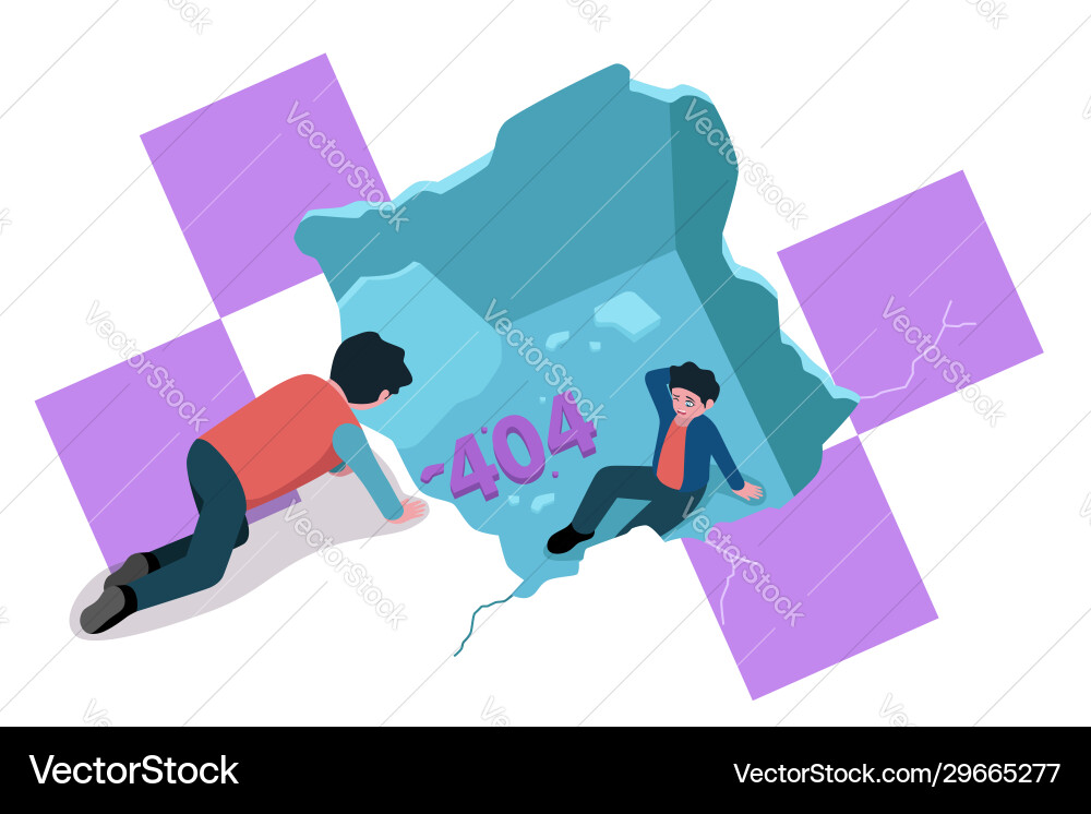 Broken floor or ceiling showing 404 website error Vector Image