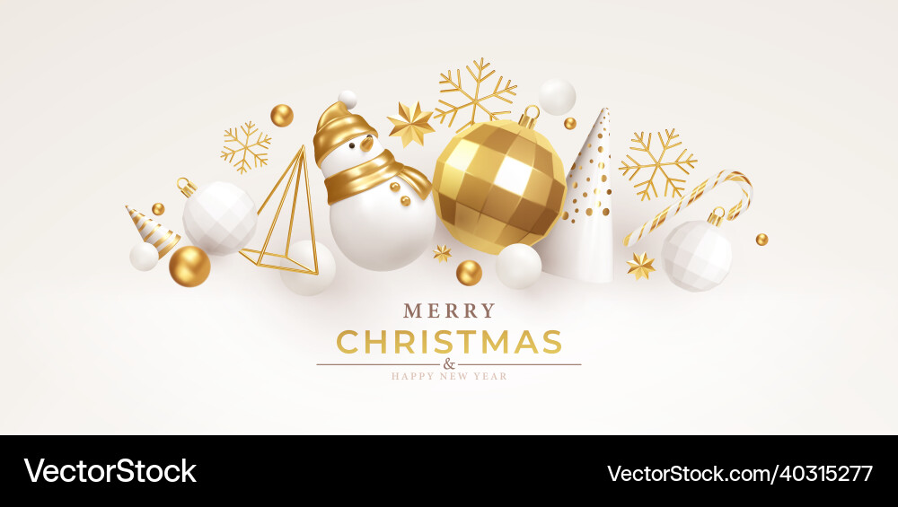 Christmas background with realistic white gold Christmas background with realistic white gold vector image