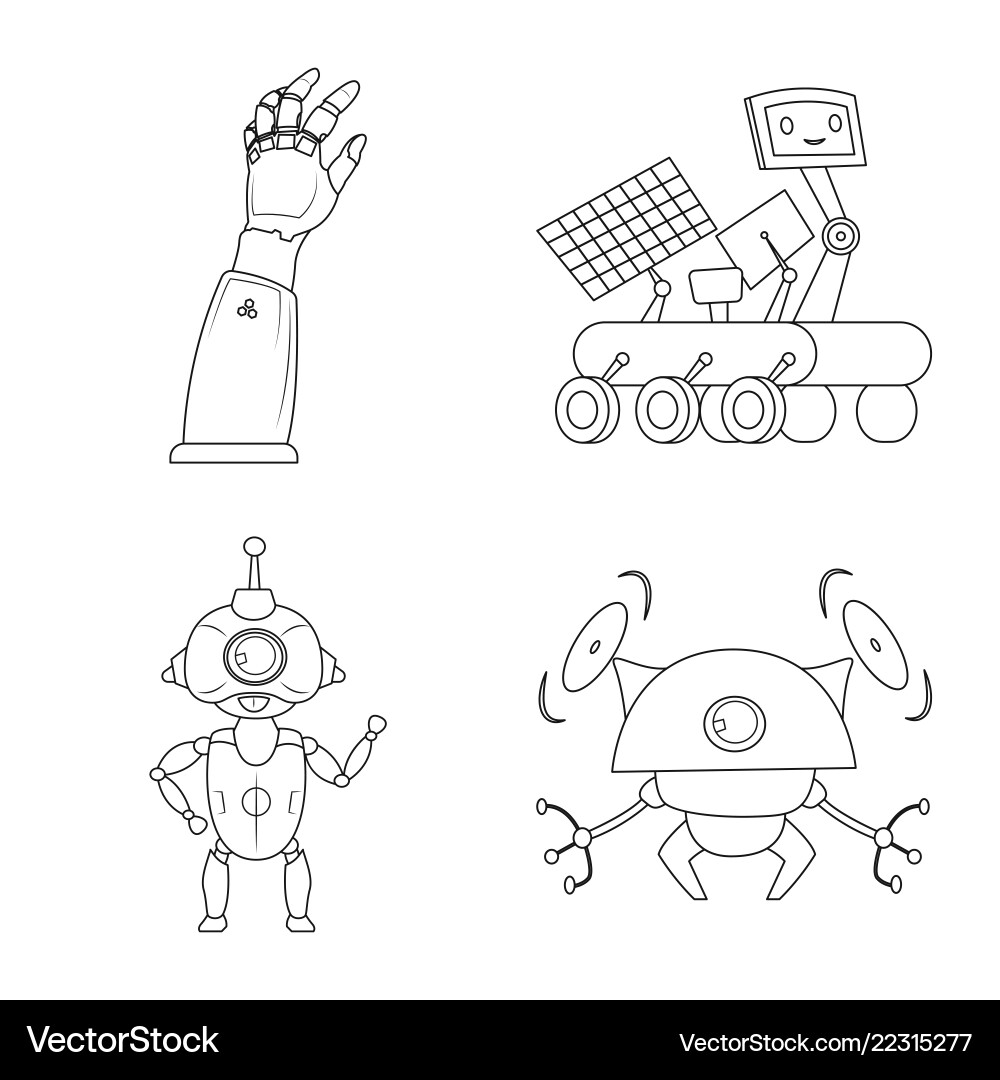 Design of robot and factory sign Design of robot and factory sign Vector Image