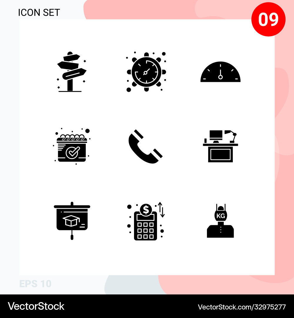 Editable line pack 9 simple solid glyphs Vector Image