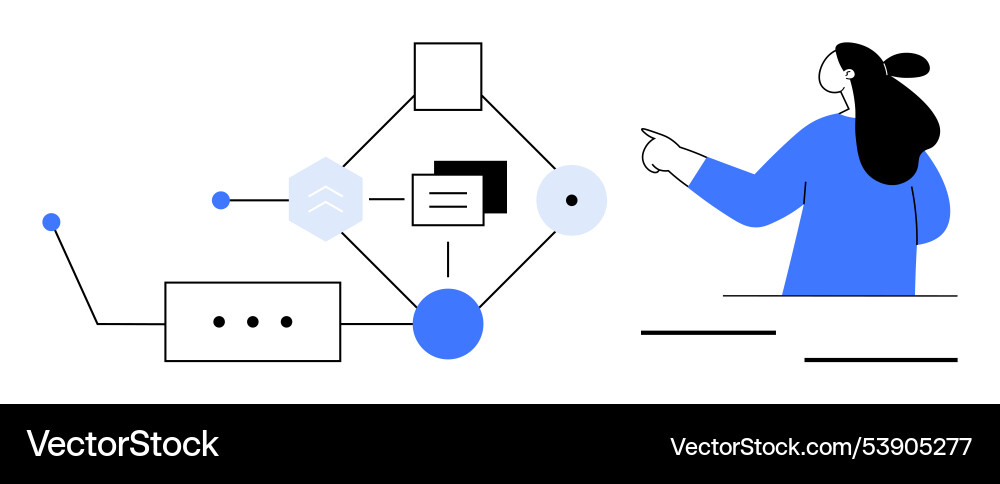 Female character explaining flowchart Vector Image