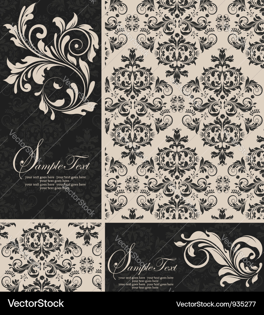 Floral Damask Hintergrund Vektorbild
