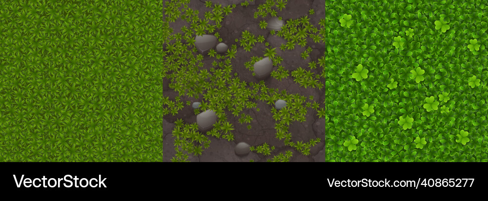 Game textures of green lawn grass and stones Game textures of green lawn grass and stones vector image