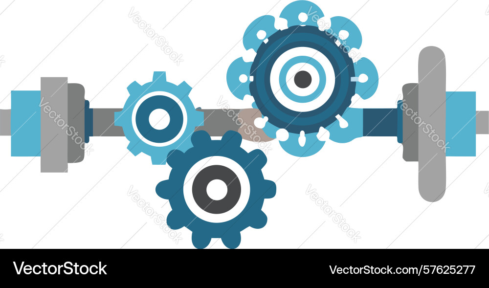 Gears on a pipe mechanical system integration vector image