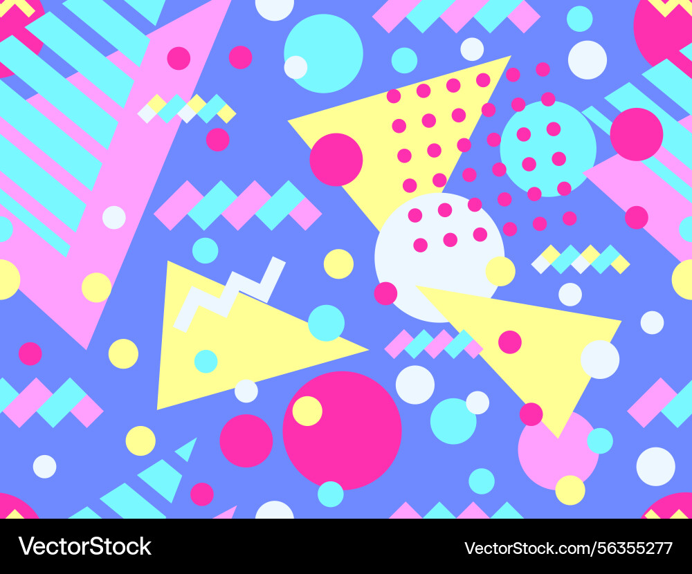 Geometric seamless pattern with memphis elements Geometric seamless pattern with memphis elements vector image