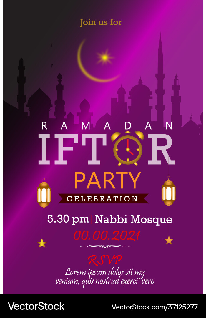 Iftar party poster for ramadan 7 Royalty Free Vector Image
