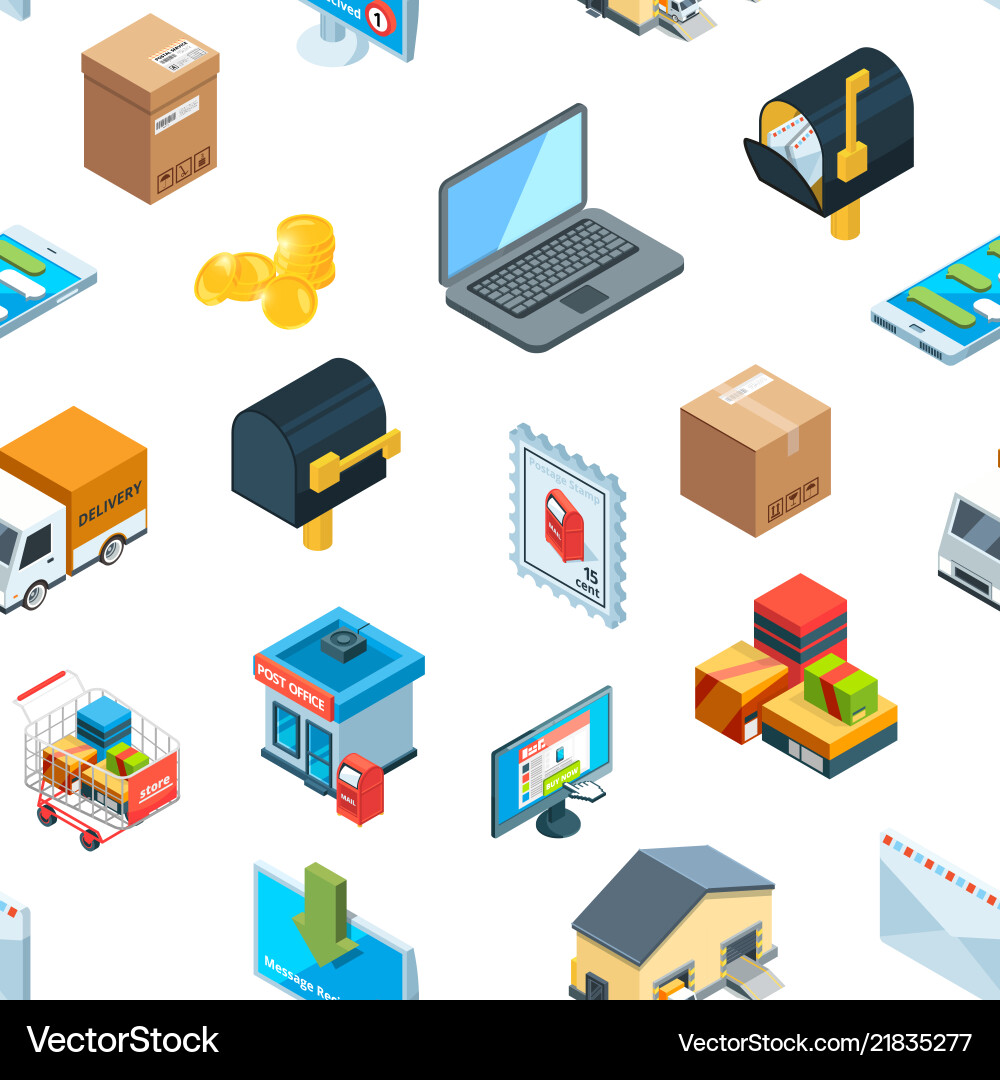 Isometrische Logistik-Liefersymbole Muster Isometrische Logistik-Liefersymbole Muster vektorbild