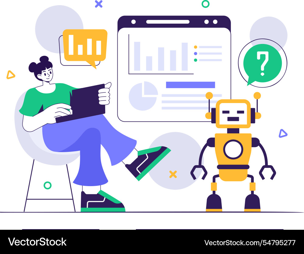 Machine learning featuring artificial Machine learning featuring artificial vector image