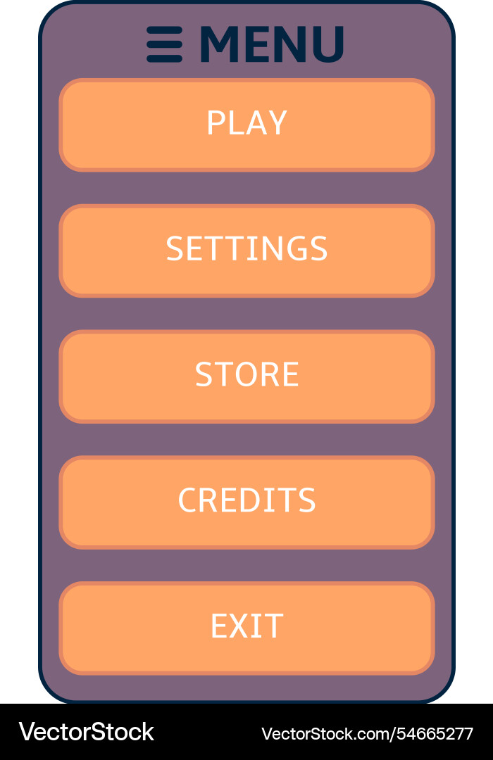 Main menu for mobile game vector image