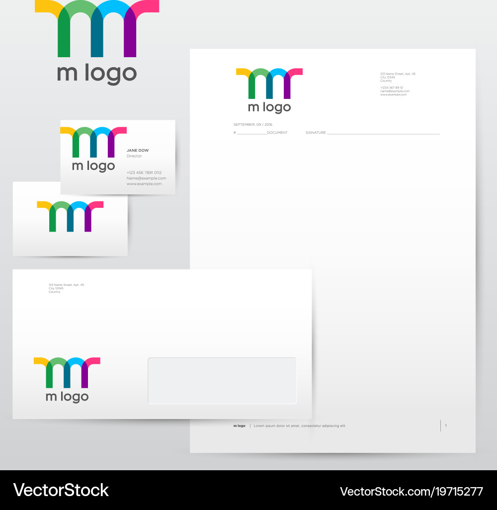Modern Transparent M Logo Set Vector Image