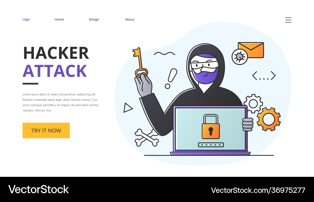 Phishing scam hacker attack and web security Vector Image