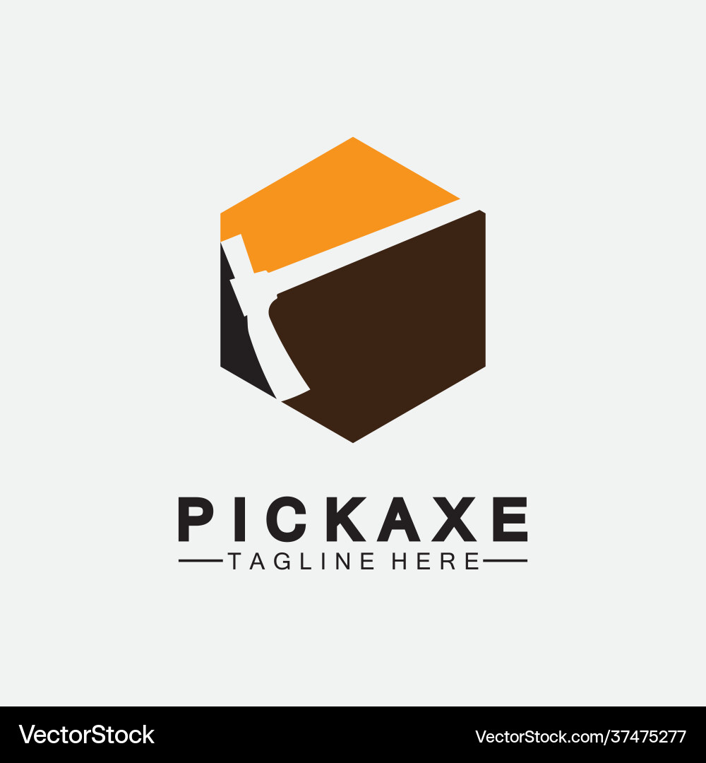 Pickaxe logo icon symbol design template mining Vector Image