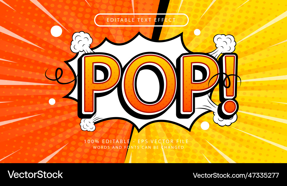 Pop 3d text effect and editable Vector Image