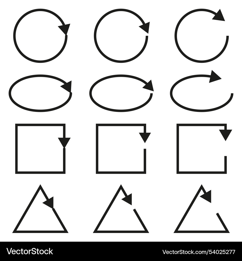 Rotating arrows set geometric arrow symbols Vector Image