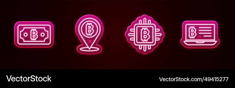 Set line cryptocurrency bitcoin cpu Set line cryptocurrency bitcoin cpu vector image