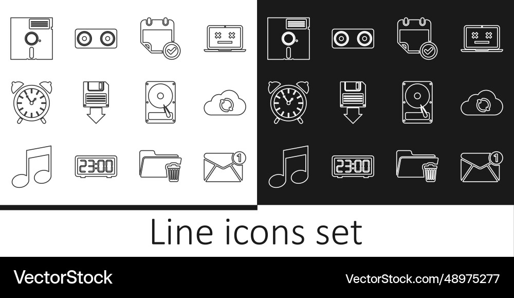 Set line new email incoming message cloud sync Vector Image