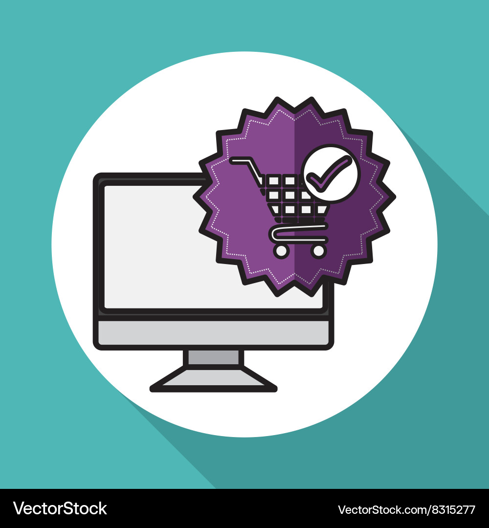 Shopping cart and computer design Vector Image