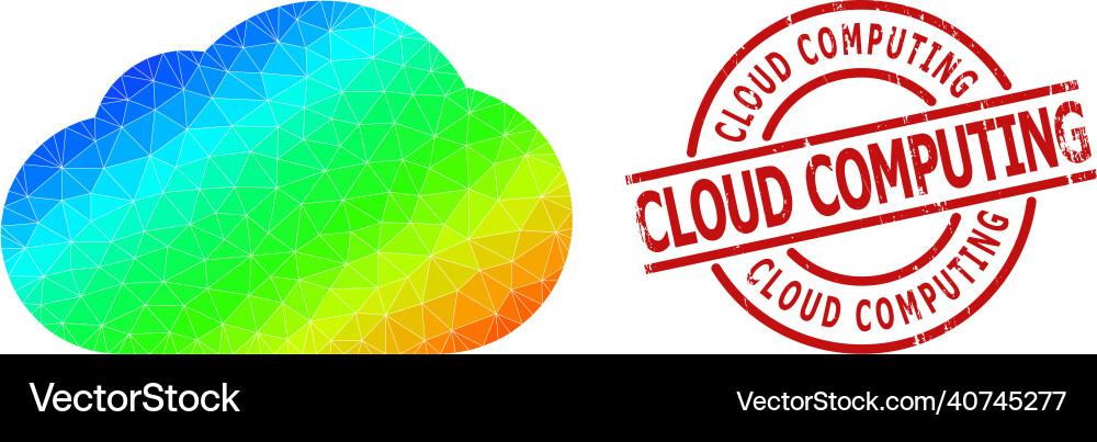 Textured cloud computing stamp and triangle filled Vector Image