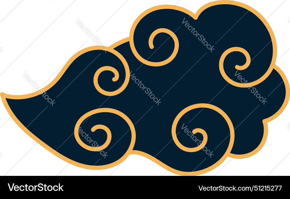 Traditional asian fluffy rounded cloud line art Traditional asian fluffy rounded cloud line art vector image