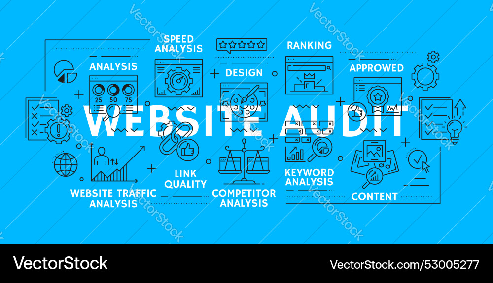 Website Analytics Line Icons vector image