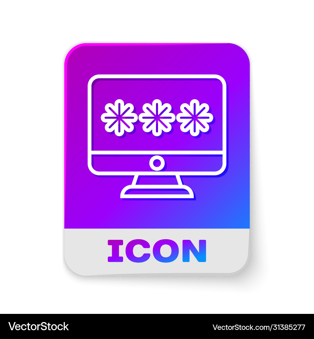 White line monitor with password notification icon Vector Image