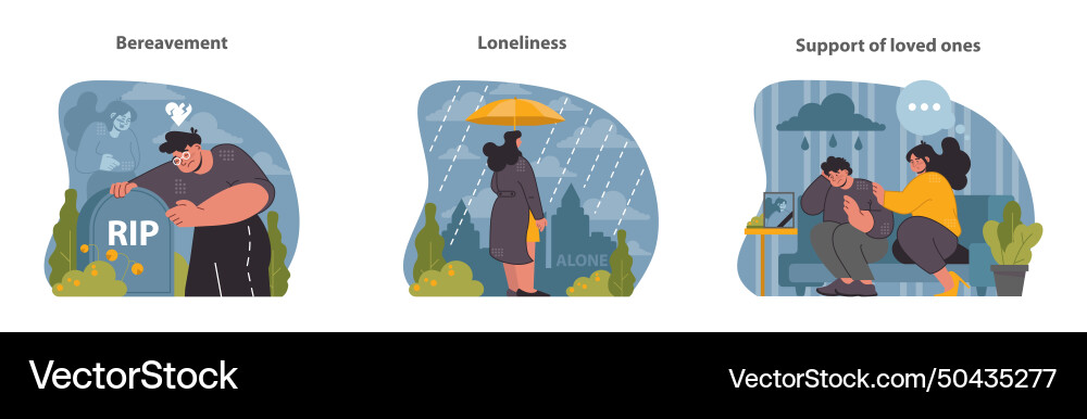 Widowhood-Reise mit Verlustumarmung Widowhood-Reise mit Verlustumarmung vektorbild