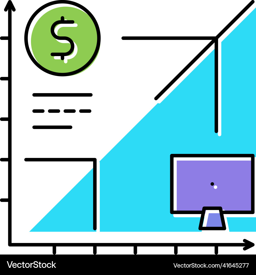 Working time with computer color icon Working time with computer color icon vector image