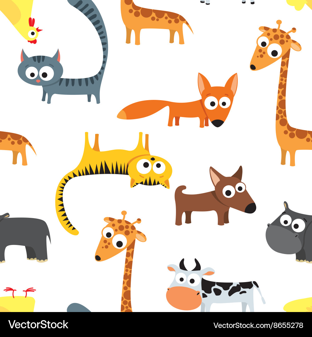 Cute Animal Cartoon Background vector image