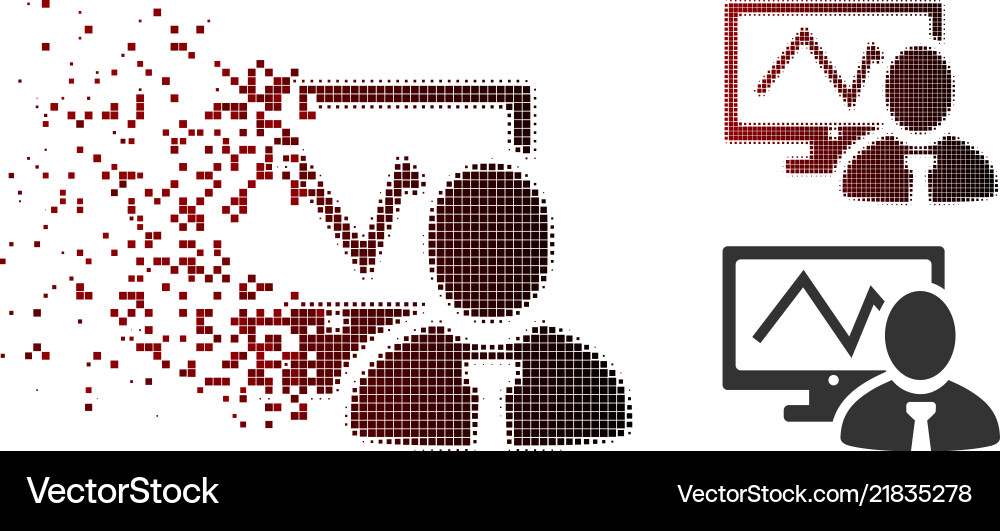 Fragmented dot halftone online trader icon Vector Image