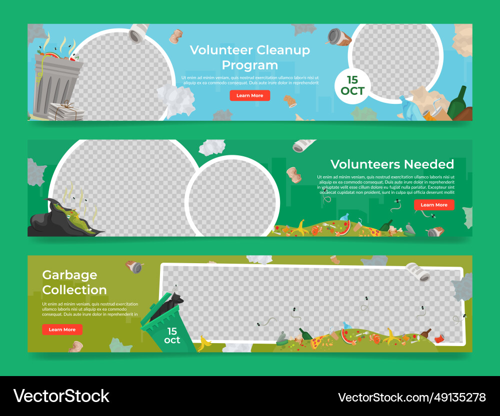 Garbage collection volunteer cleanup program Garbage collection volunteer cleanup program vector image
