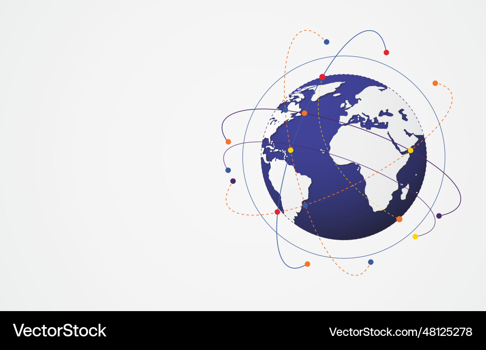 Global network connection world map point Global network connection world map point vector image