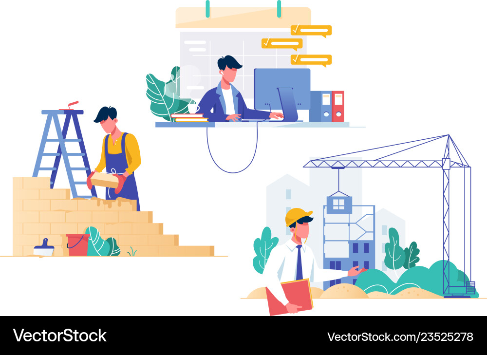 Professionals: Builder, Architect, Programmer vector image