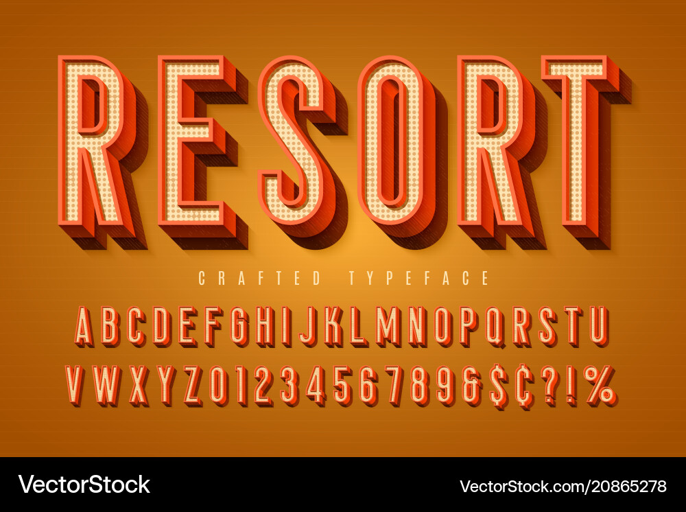 Retro Typeface - 3D Display Font vector image