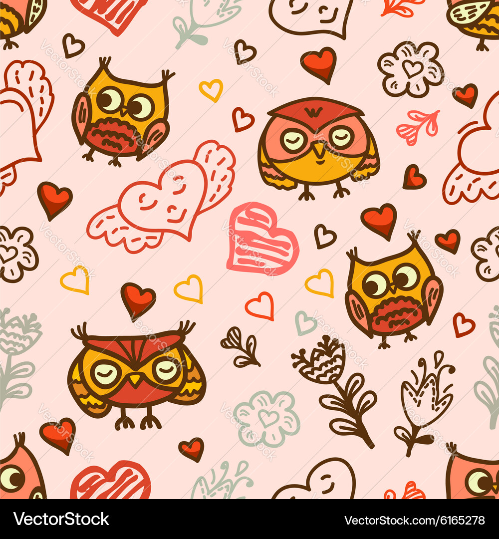 Seamless pattern with owls Royalty Free Vector Image