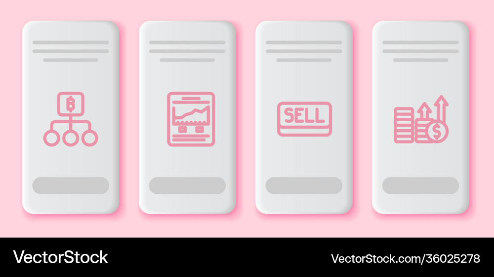 Set line blockchain technology bitcoin website Vector Image