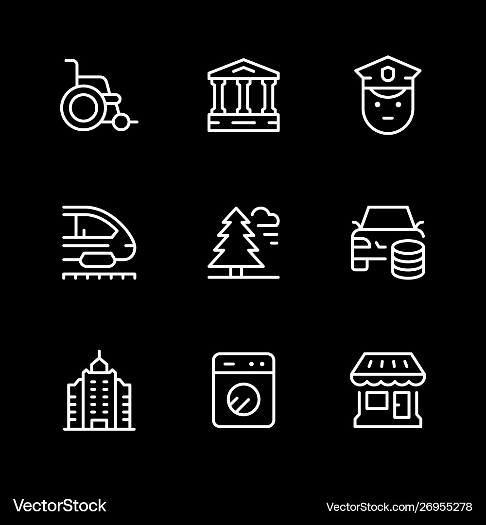 Set line icons public navigation Set line icons public navigation vector image