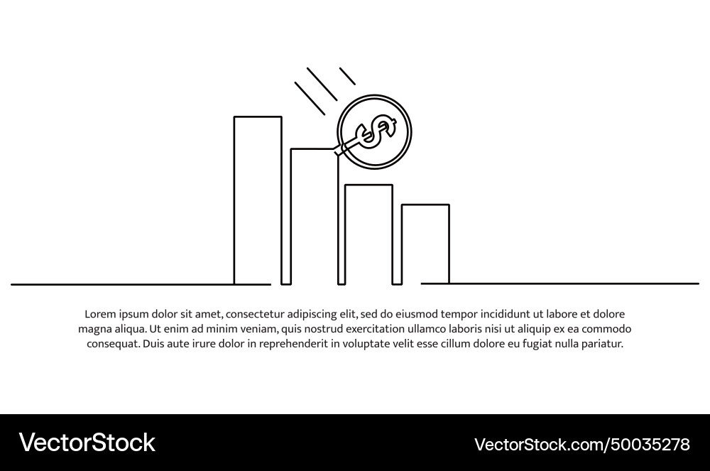 Simple continuous line design of rolling coin Simple continuous line design of rolling coin vector image