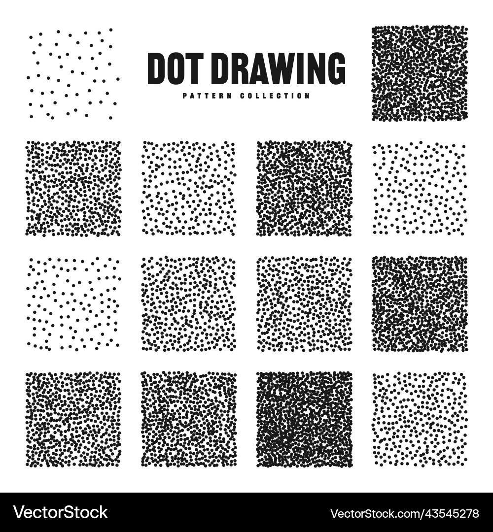 Square shaped dotted objects stipple elements Square shaped dotted objects stipple elements vector image