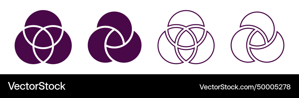 Venn diagram three overlapping circles chart line vector image