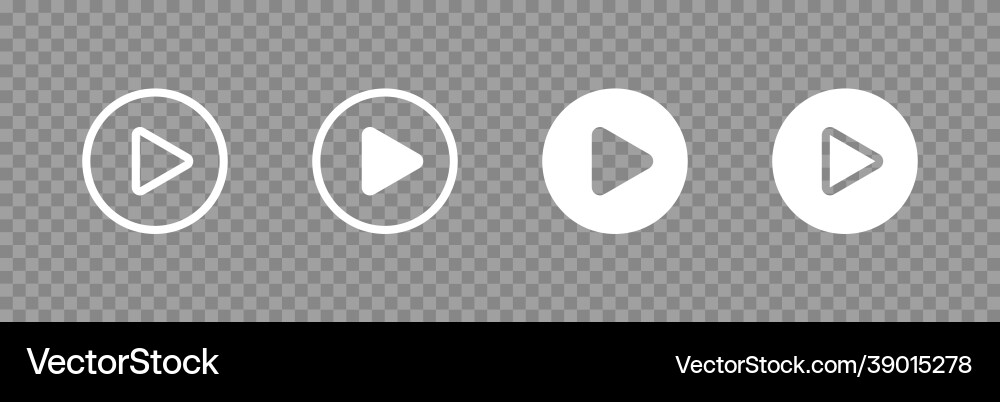 White play buttons on transparent background web Vector Image