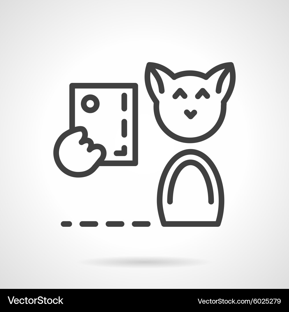 Abstract simple line cat with phone icon Vector Image