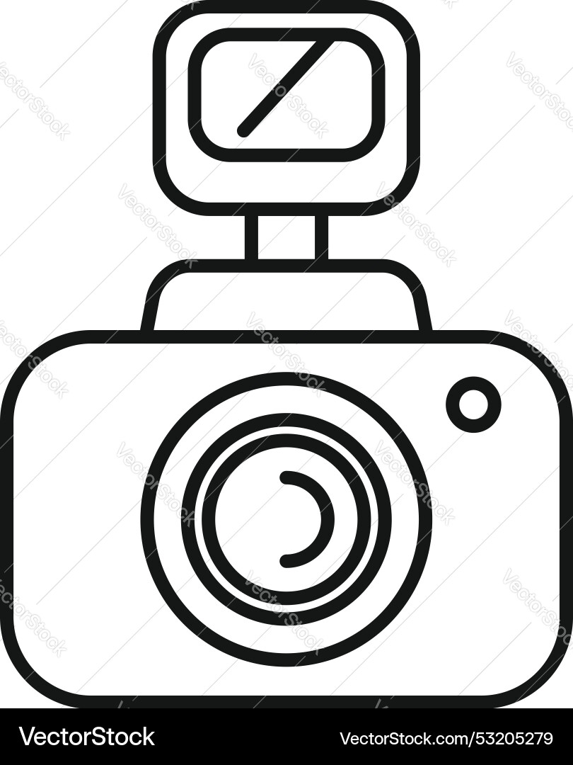 Digital camera with external flash is taking Digital camera with external flash is taking vector image