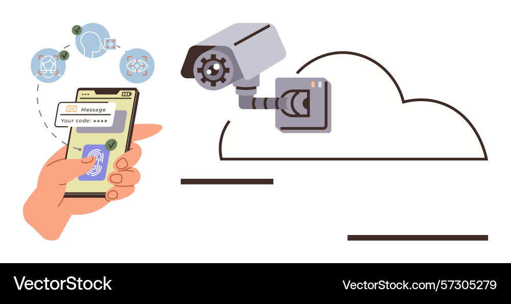 Hand using smartphone for two-factor Hand using smartphone for two-factor vector image