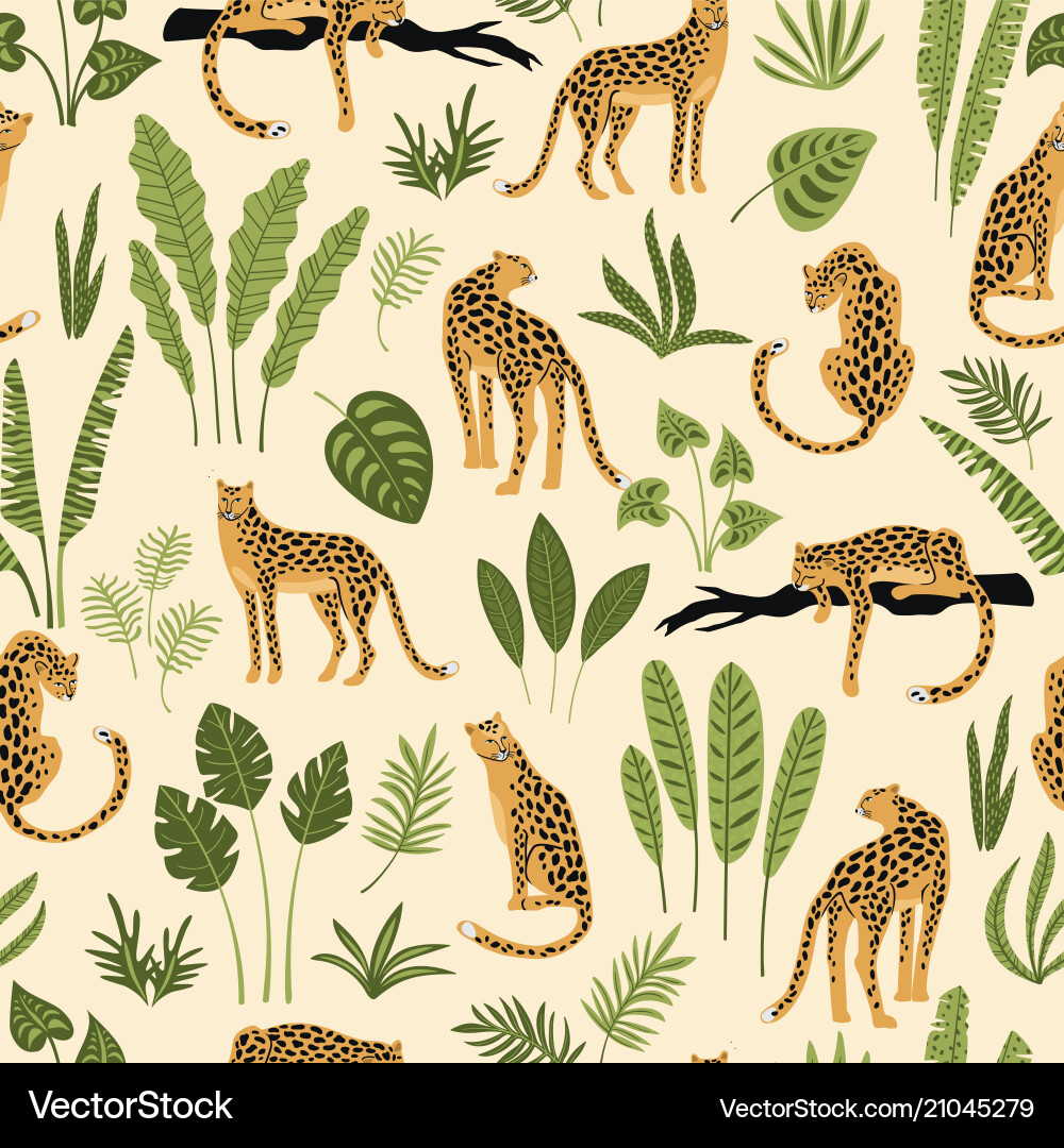 Leopard Tropical Pattern Vector Image