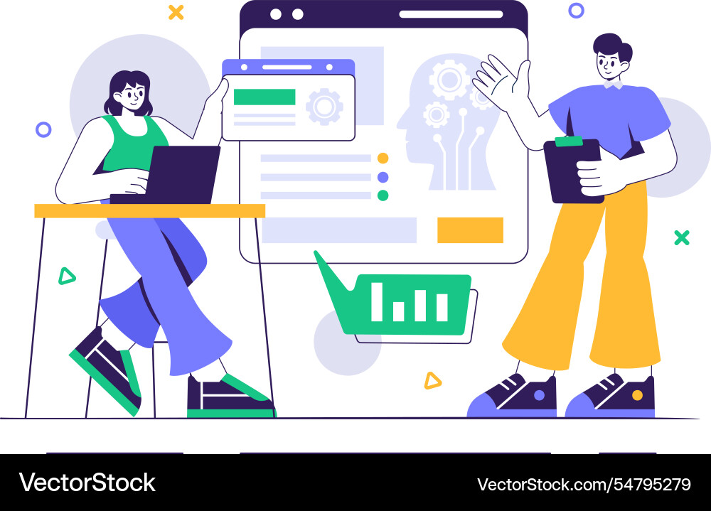 Machine learning featuring artificial Machine learning featuring artificial vector image